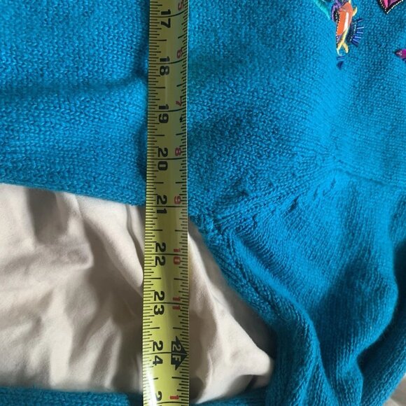 I.B. Diffusion VTG 90s Beaded Silk Blend Angora Sweater Women's Size M Blue - Picture 13 of 16